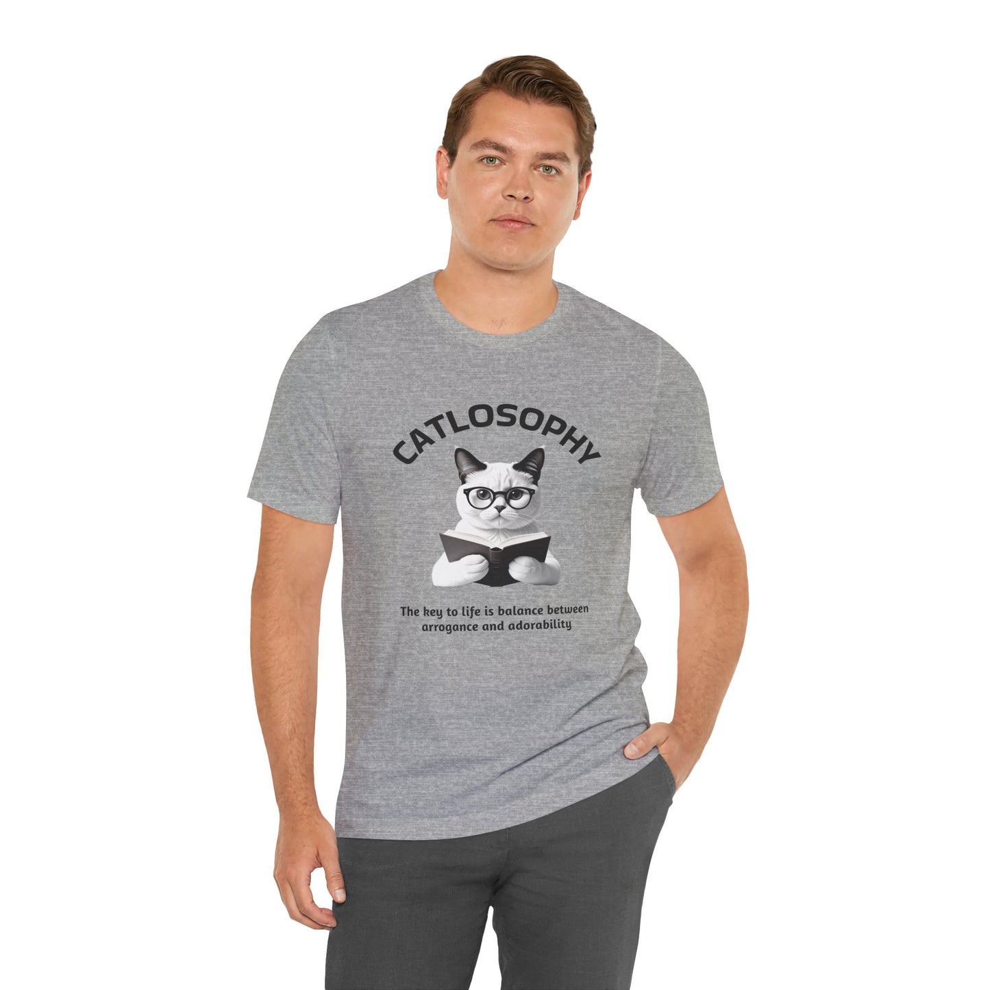 Catlosophy Maglietta unisex a maniche corte in jersey – Design "La chiave della vita"