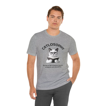 Catlosophy Maglietta unisex a maniche corte in jersey – Design "La chiave della vita"