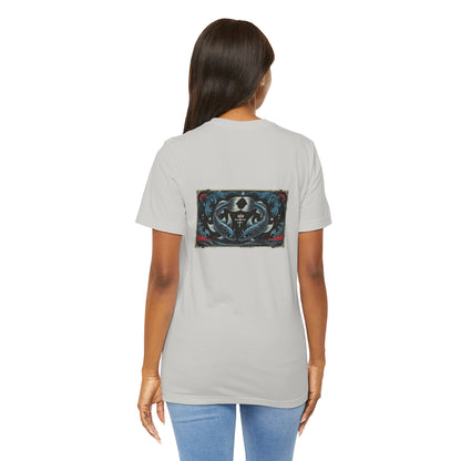 Pesci - T-shirt con lo Zodiaco Gotico. Grafica blu sul retro. Zodiaco nell'ombra.