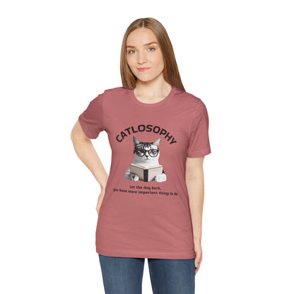Maglietta a maniche corte unisex Catlosophy – Design "Lascia che il cane abbai"