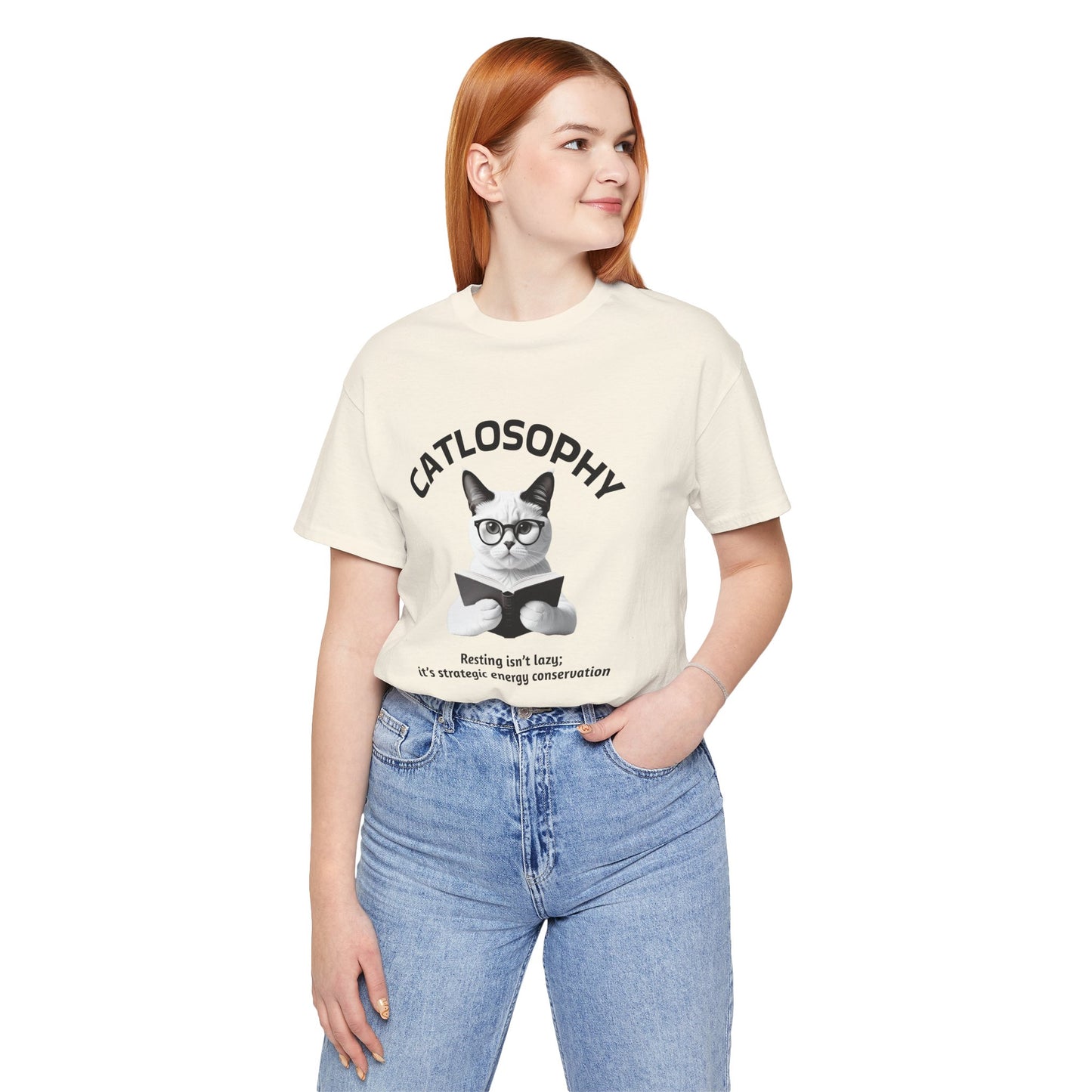 Catlosophy Unisex Jersey Maglietta a maniche corte – Design "Riposare non è pigrizia"