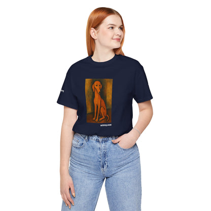 Unisex T-Shirt con cane DOGART  - MODIGLIANI - Un dipinto iconico rivisitato con i cani