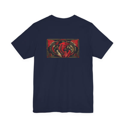 Pesci - Zodiaco gotico, maglietta con grafica rossa sul retro. Zodiaco nell'ombra