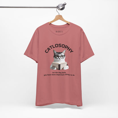 Maglietta a maniche corte unisex Catlosophy – Design "Lascia che il cane abbai"