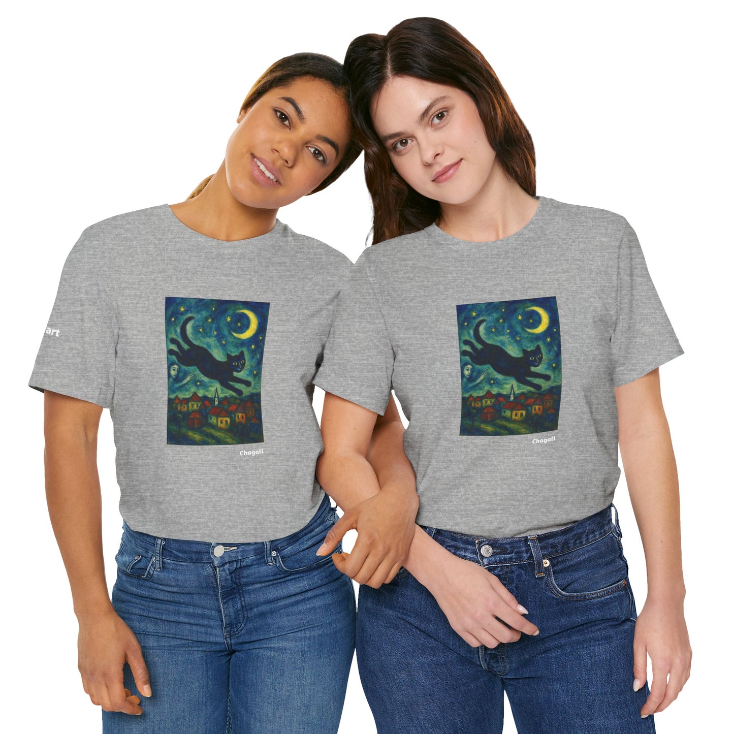T-shirt unisex CATART - MARC CHAGALL - Un dipinto iconico rivisitato con i gatti