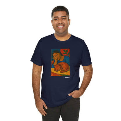 T-shirt unisex CATART - GAUGUIN - Un dipinto iconico rivisitato con i gatti