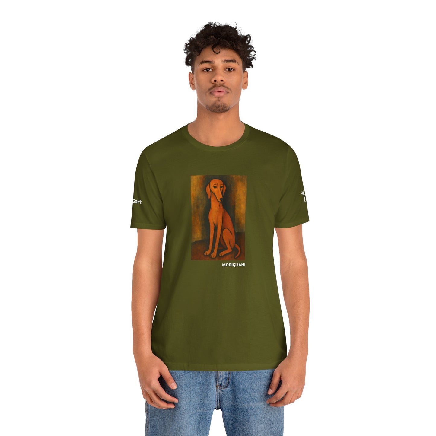 Unisex T-Shirt con cane DOGART  - MODIGLIANI - Un dipinto iconico rivisitato con i cani