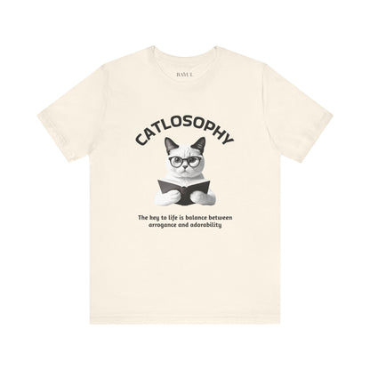 Catlosophy Maglietta unisex a maniche corte in jersey – Design "La chiave della vita"