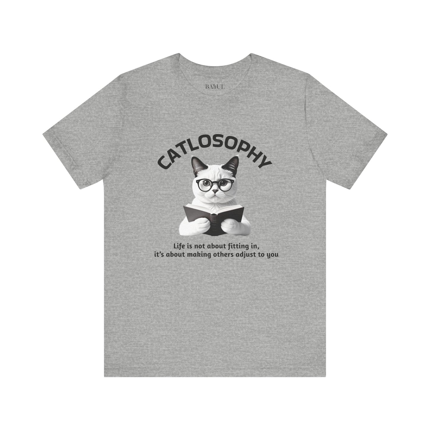Maglietta a maniche corte unisex Catlosophy – Design "La vita non consiste nell'adattarsi"