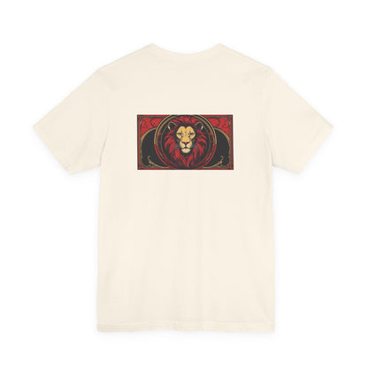Leone - Zodiaco gotico, maglietta con grafica rossa sul retro. Zodiaco nell'ombra