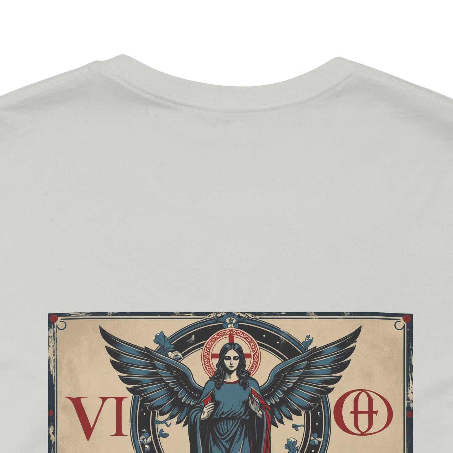 Vergine - T-shirt con segno zodiacale gotico. Grafica blu sul retro. Segno zodiacale nell'ombra.