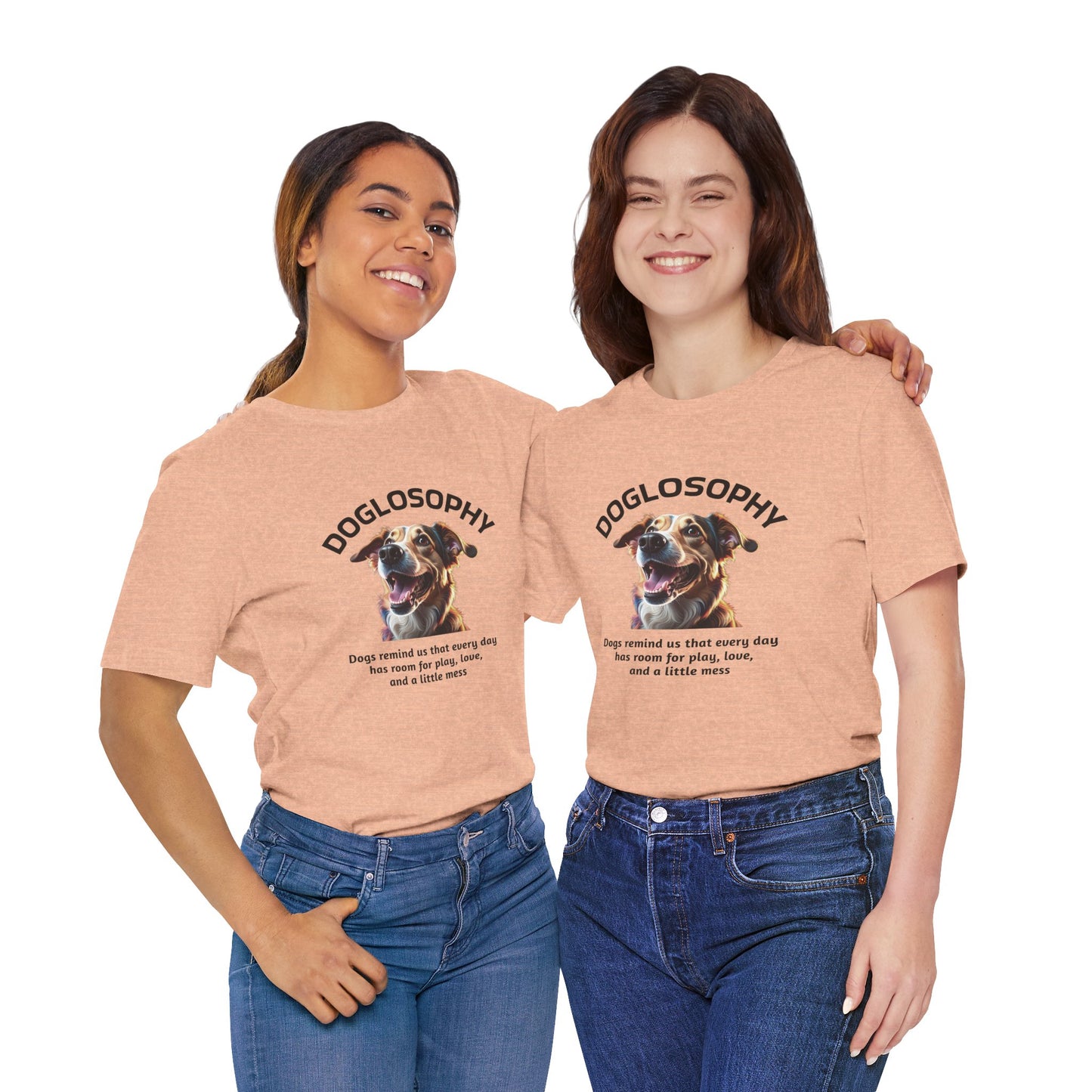 Maglietta a maniche corte unisex Doglosophy – Design "I Cani ci ricordano che ogni giorno c'è tempo per giocare, per amare e per fare un pò di confusione"