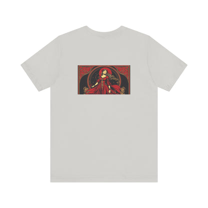 Vergine - Zodiaco gotico, maglietta con grafica rossa sul retro. Zodiaco nell'ombra