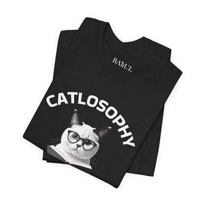 Catlosophy Maglietta unisex a maniche corte in jersey – Design "La chiave della vita"