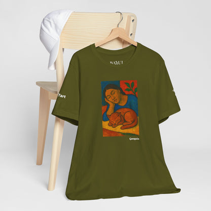 T-shirt unisex CATART - GAUGUIN - Un dipinto iconico rivisitato con i gatti