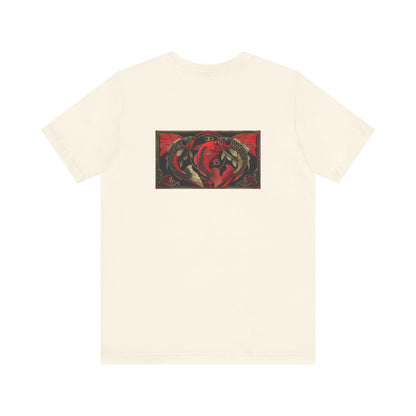 Pesci - Zodiaco gotico, maglietta con grafica rossa sul retro. Zodiaco nell'ombra