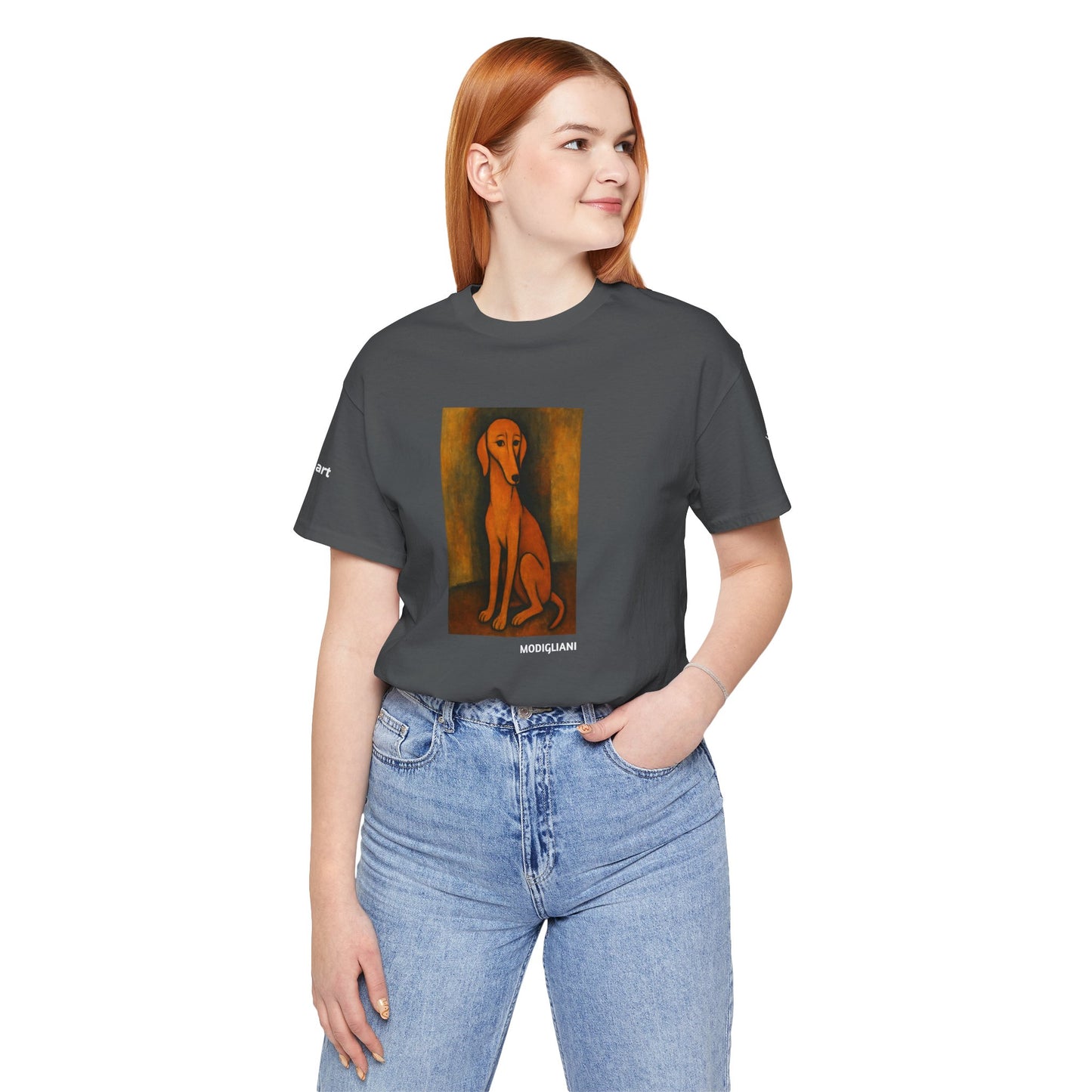 Unisex T-Shirt con cane DOGART  - MODIGLIANI - Un dipinto iconico rivisitato con i cani