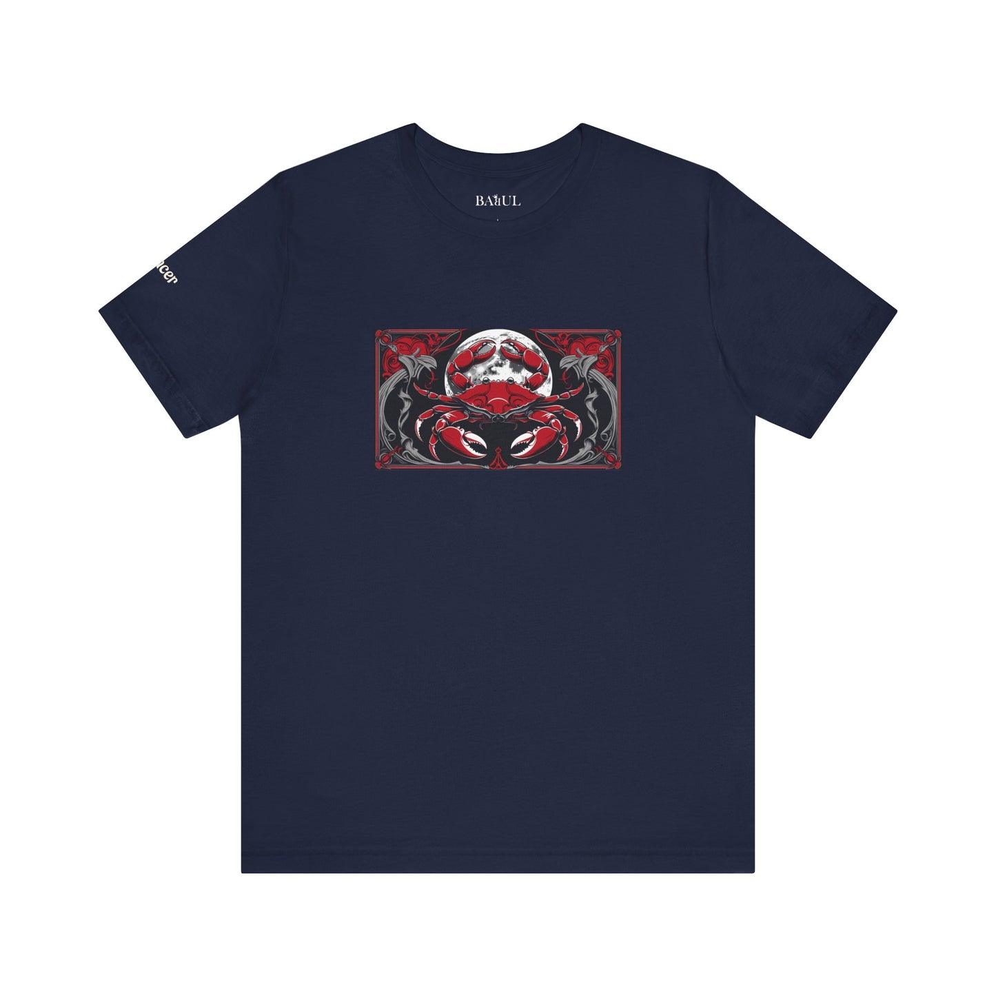 Cancro - T-shirt Zodiaco gotico. Grafica rossa sul davanti. Zodiaco nell'ombra.