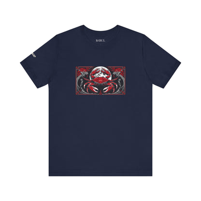 Cancro - T-shirt Zodiaco gotico. Grafica rossa sul davanti. Zodiaco nell'ombra.