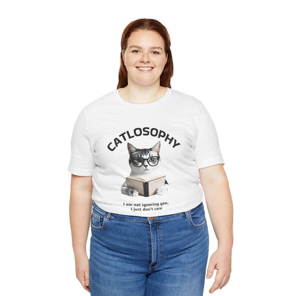 Catlosophy Unisex Jersey Maglietta a maniche corte – Design "Non ti sto ignorando, solo che non me ne frega niente"