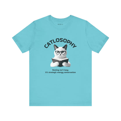 Catlosophy Unisex Jersey Maglietta a maniche corte – Design "Riposare non è pigrizia"