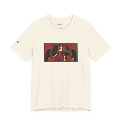 Vergine - T-shirt Zodiaco gotico. Grafica rossa sul davanti. Zodiaco nell'ombra.