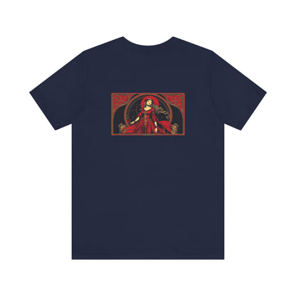 Vergine - Zodiaco gotico, maglietta con grafica rossa sul retro. Zodiaco nell'ombra