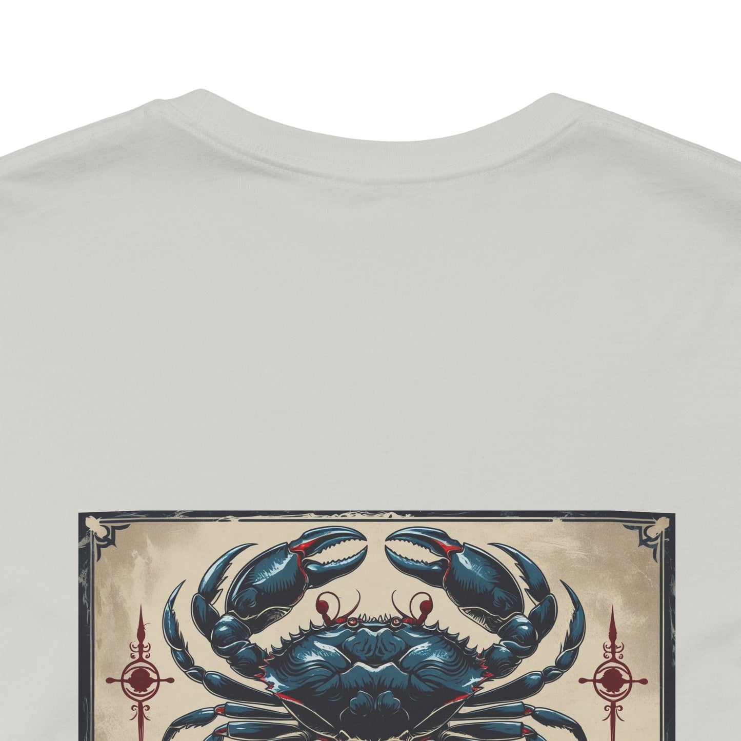 Cancro - T-shirt con segno zodiacale gotico. Grafica blu sul retro. Segno zodiacale nell'ombra.