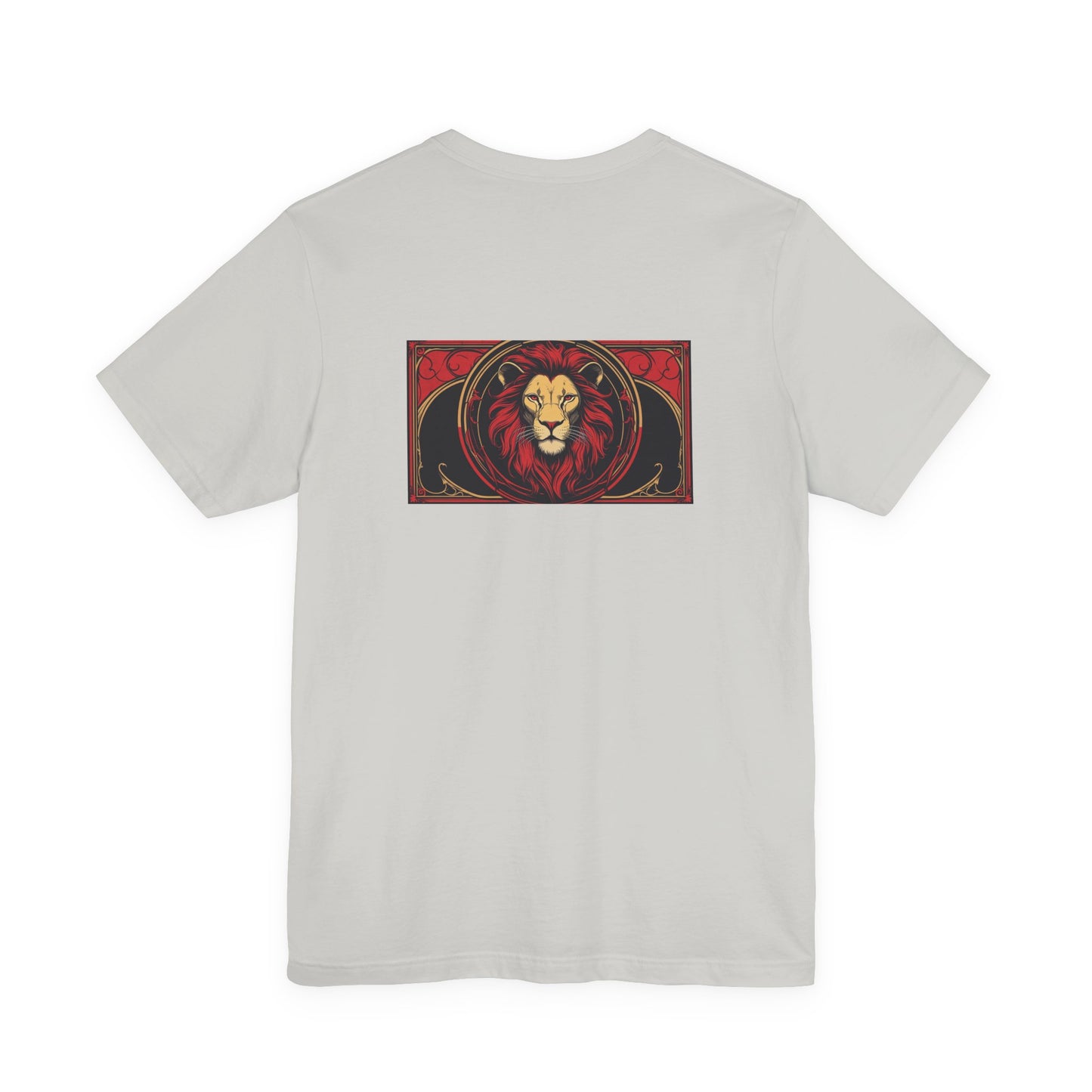 Leone - Zodiaco gotico, maglietta con grafica rossa sul retro. Zodiaco nell'ombra