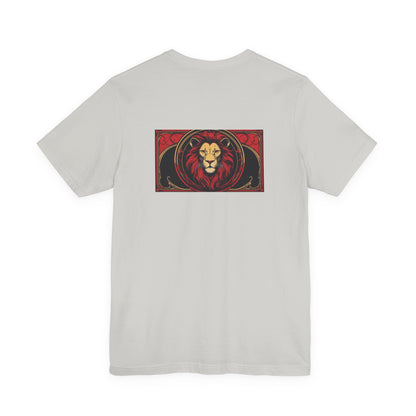 Leone - Zodiaco gotico, maglietta con grafica rossa sul retro. Zodiaco nell'ombra