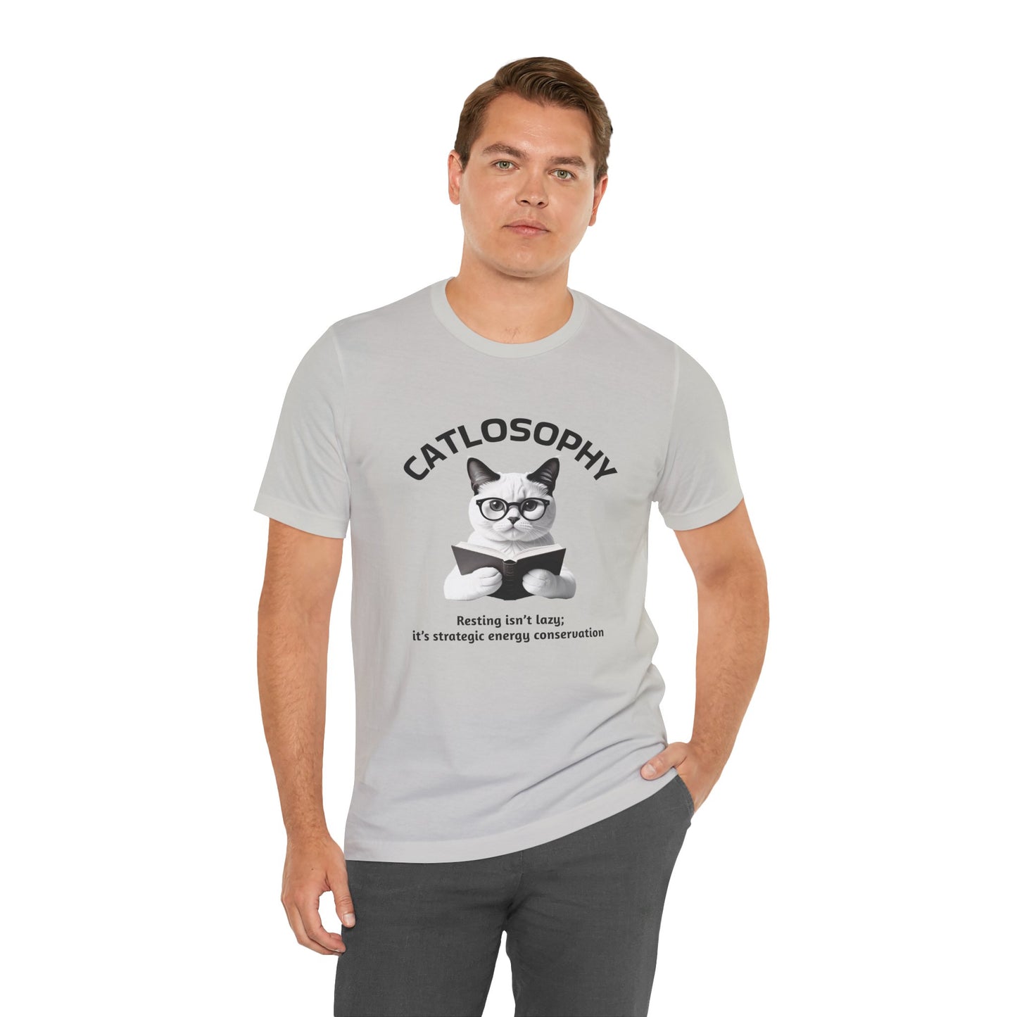 Catlosophy Unisex Jersey Maglietta a maniche corte – Design "Riposare non è pigrizia"