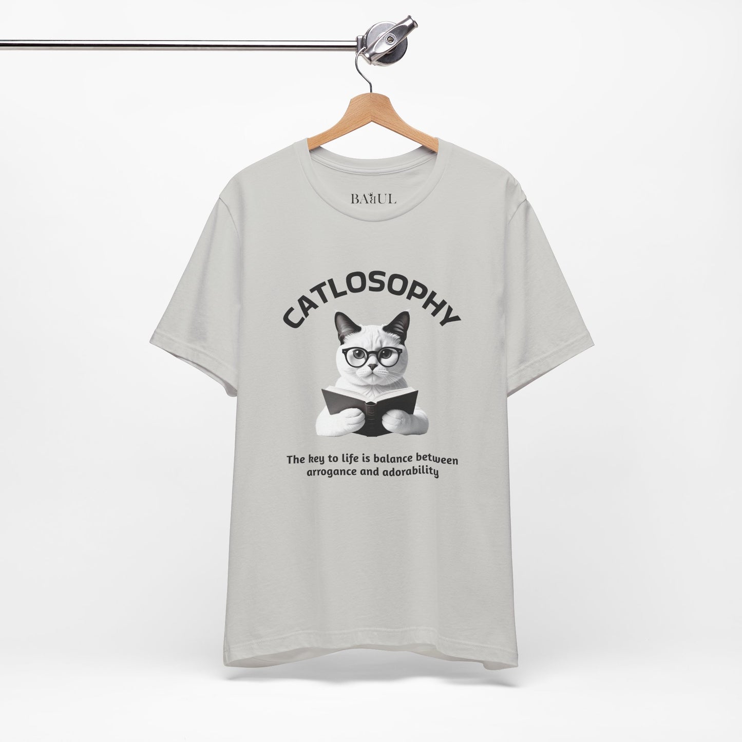 Catlosophy Maglietta unisex a maniche corte in jersey – Design "La chiave della vita"