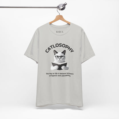Catlosophy Maglietta unisex a maniche corte in jersey – Design "La chiave della vita"