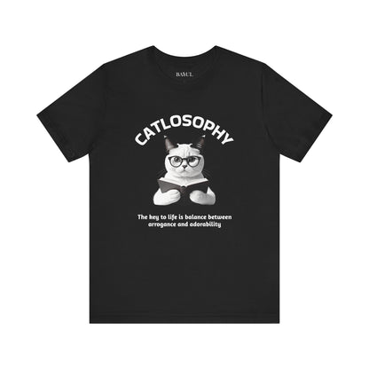 Catlosophy Maglietta unisex a maniche corte in jersey – Design "La chiave della vita"