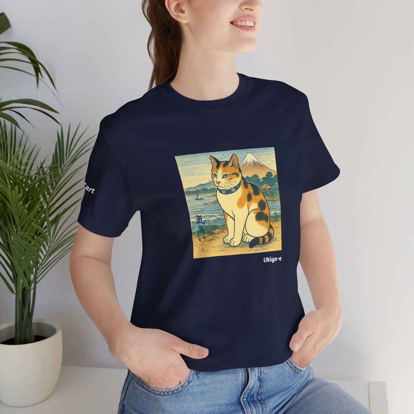 T-Shirt unisex CATART - Stile artistico giapponese UKIYO-E - Pittura iconica rivisitata con i gatti