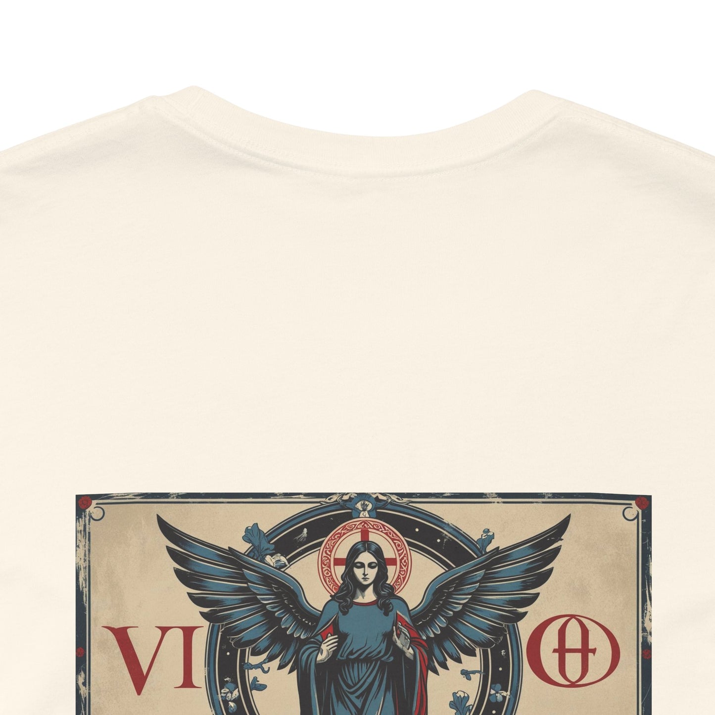 Vergine - T-shirt con segno zodiacale gotico. Grafica blu sul retro. Segno zodiacale nell'ombra.