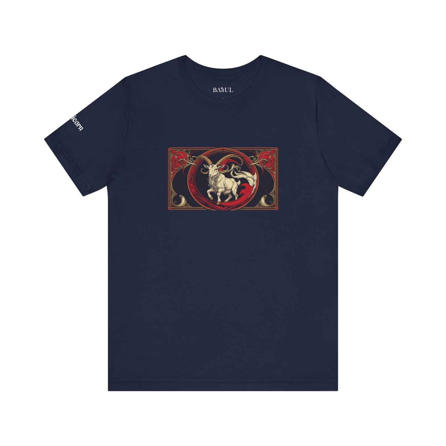 Capricorno - T-shirt Zodiaco gotico. Grafica rossa sul davanti. Zodiaco nell'ombra.