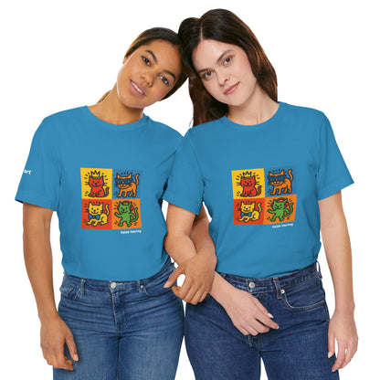 T-shirt unisex CATART - KEITH HARING - Un dipinto iconico rivisitato con i gatti