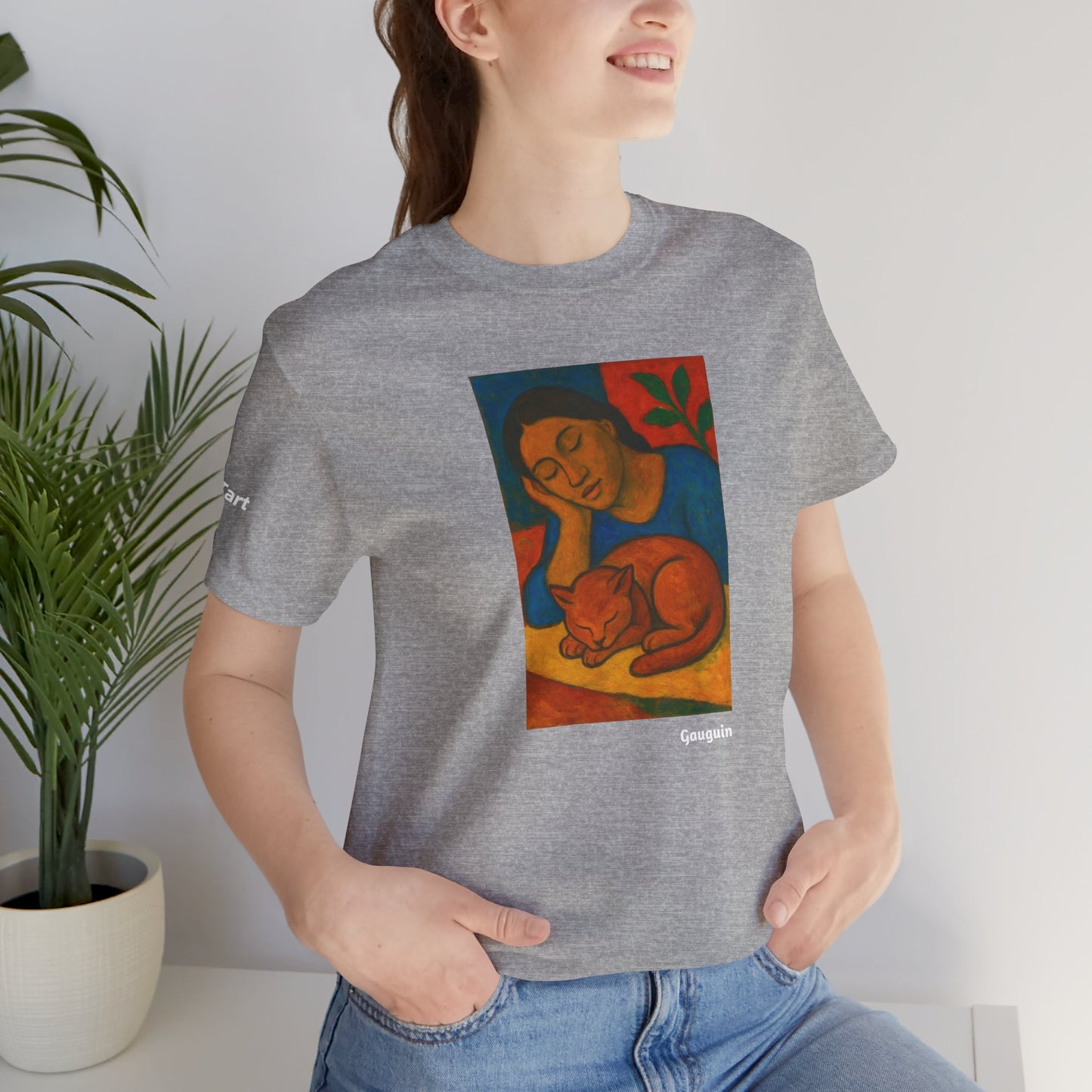 T-shirt unisex CATART - GAUGUIN - Un dipinto iconico rivisitato con i gatti