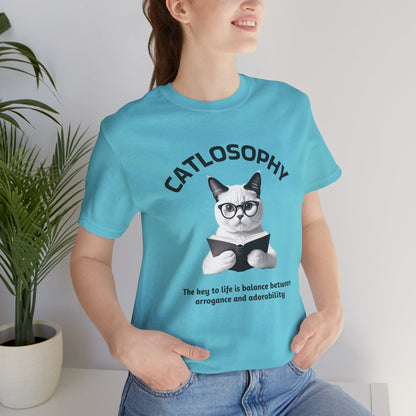 Catlosophy Maglietta unisex a maniche corte in jersey – Design "La chiave della vita"
