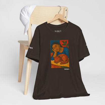 T-shirt unisex CATART - GAUGUIN - Un dipinto iconico rivisitato con i gatti