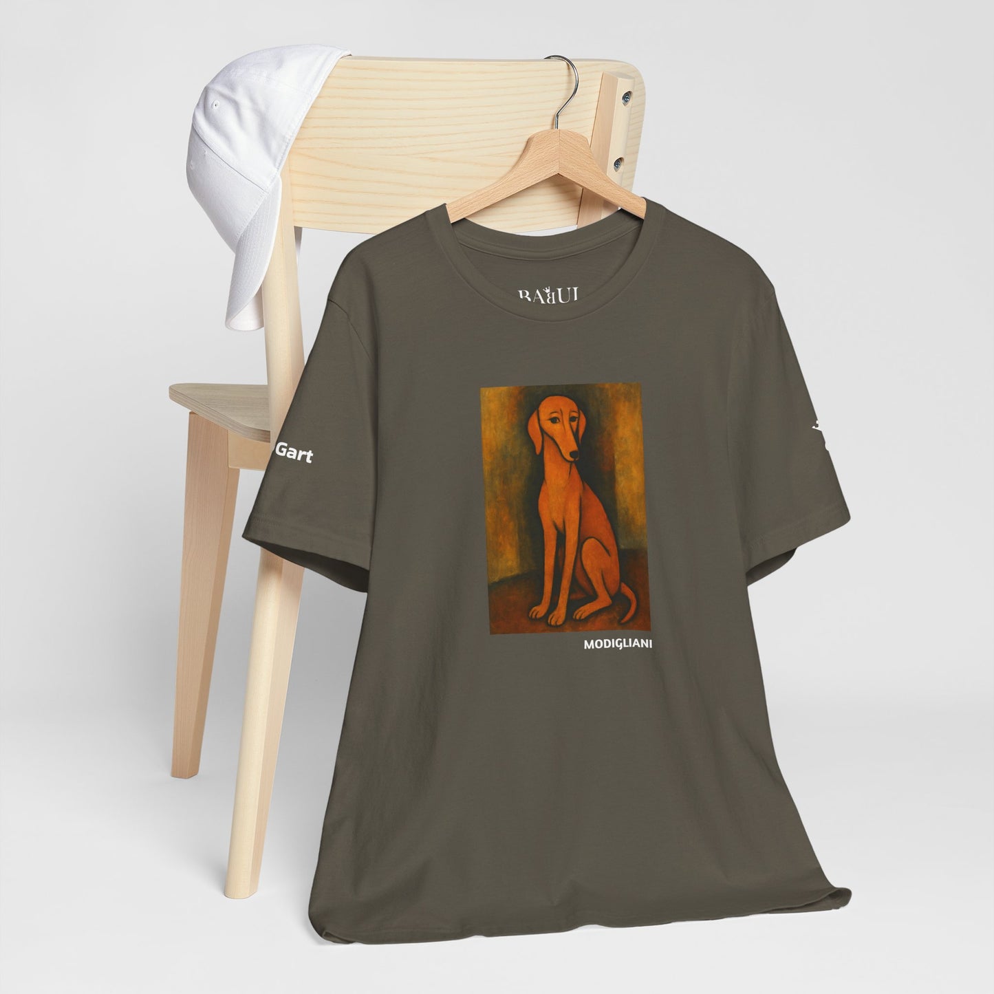 Unisex T-Shirt con cane DOGART  - MODIGLIANI - Un dipinto iconico rivisitato con i cani