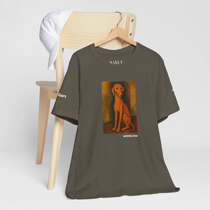 Unisex T-Shirt con cane DOGART  - MODIGLIANI - Un dipinto iconico rivisitato con i cani