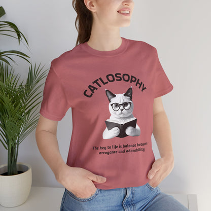 Catlosophy Maglietta unisex a maniche corte in jersey – Design "La chiave della vita"