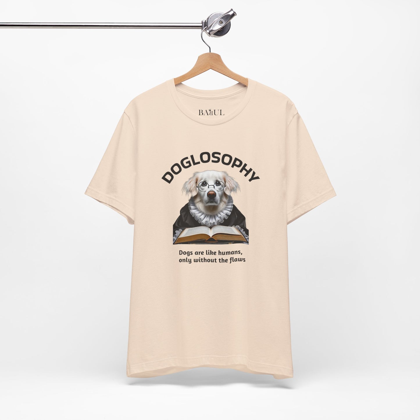 Maglietta a maniche corte unisex Doglosophy – Design "I cani sono come gli umani ma senza difetti"