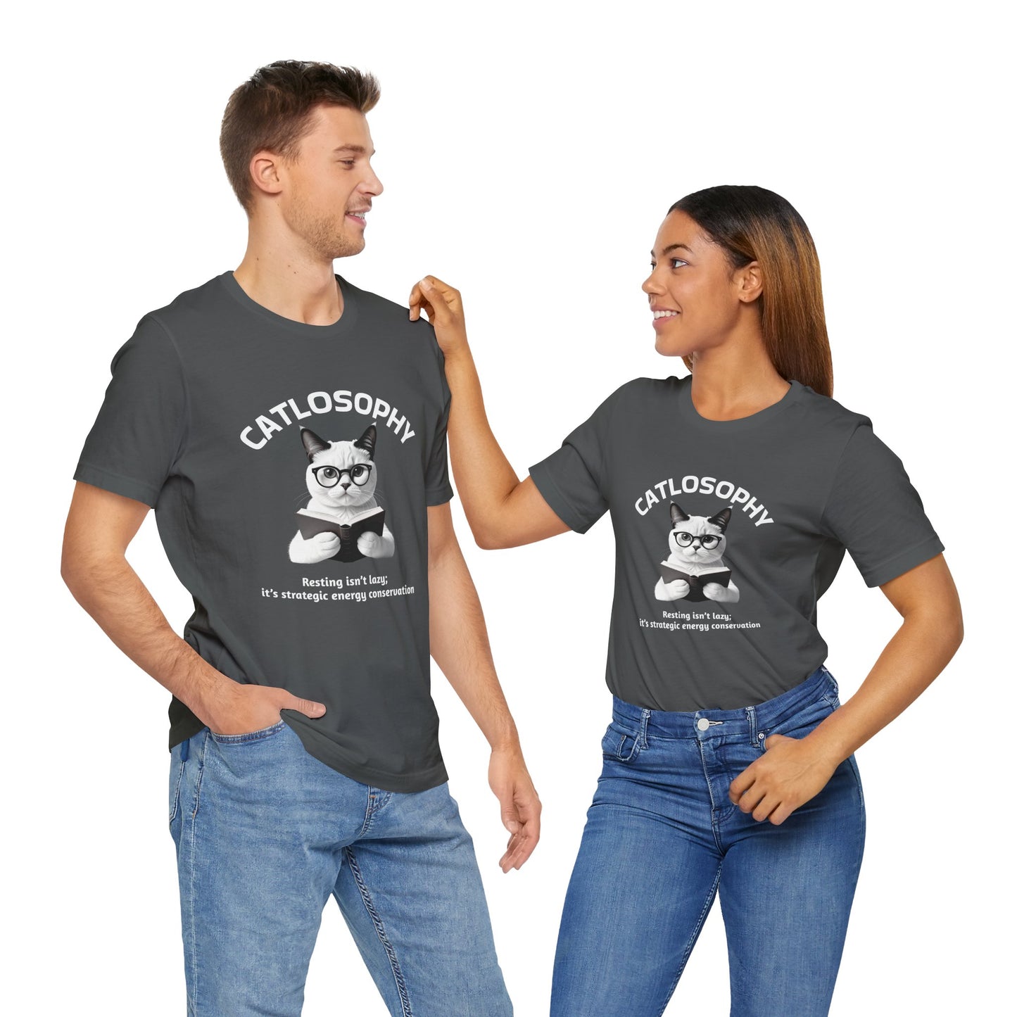 Catlosophy Unisex Jersey Maglietta a maniche corte – Design "Riposare non è pigrizia"