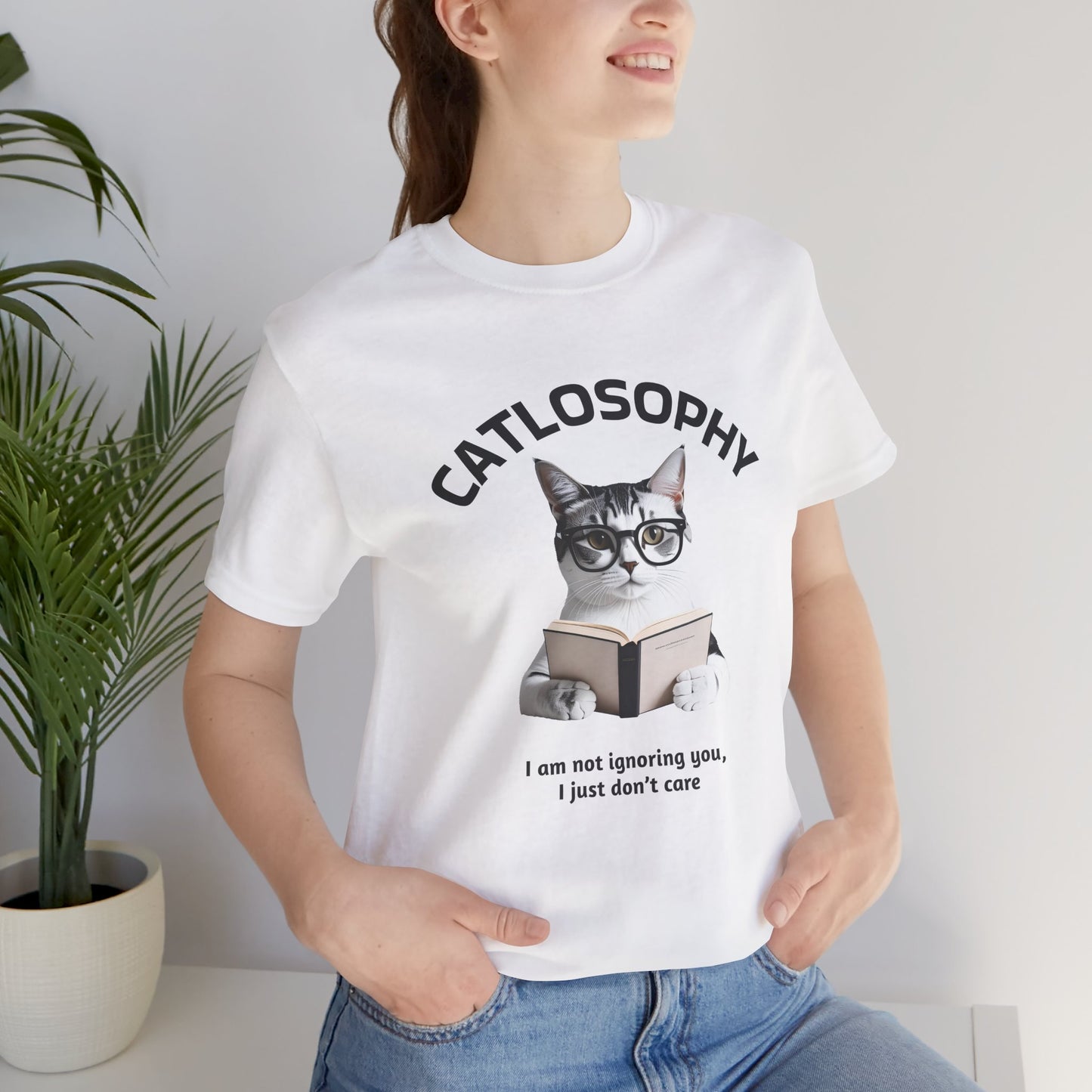 Catlosophy Unisex Jersey Maglietta a maniche corte – Design "Non ti sto ignorando, solo che non me ne frega niente"