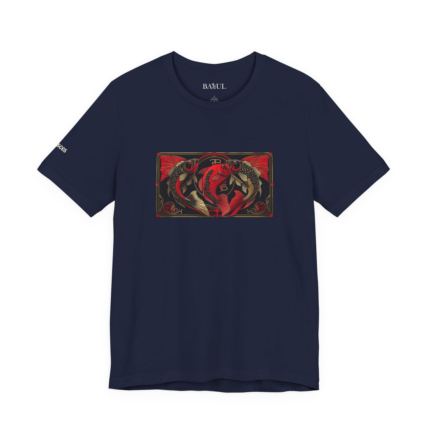 Pesci - T-shirt Zodiaco gotico. Grafica rossa sul davanti. Zodiaco nell'ombra.