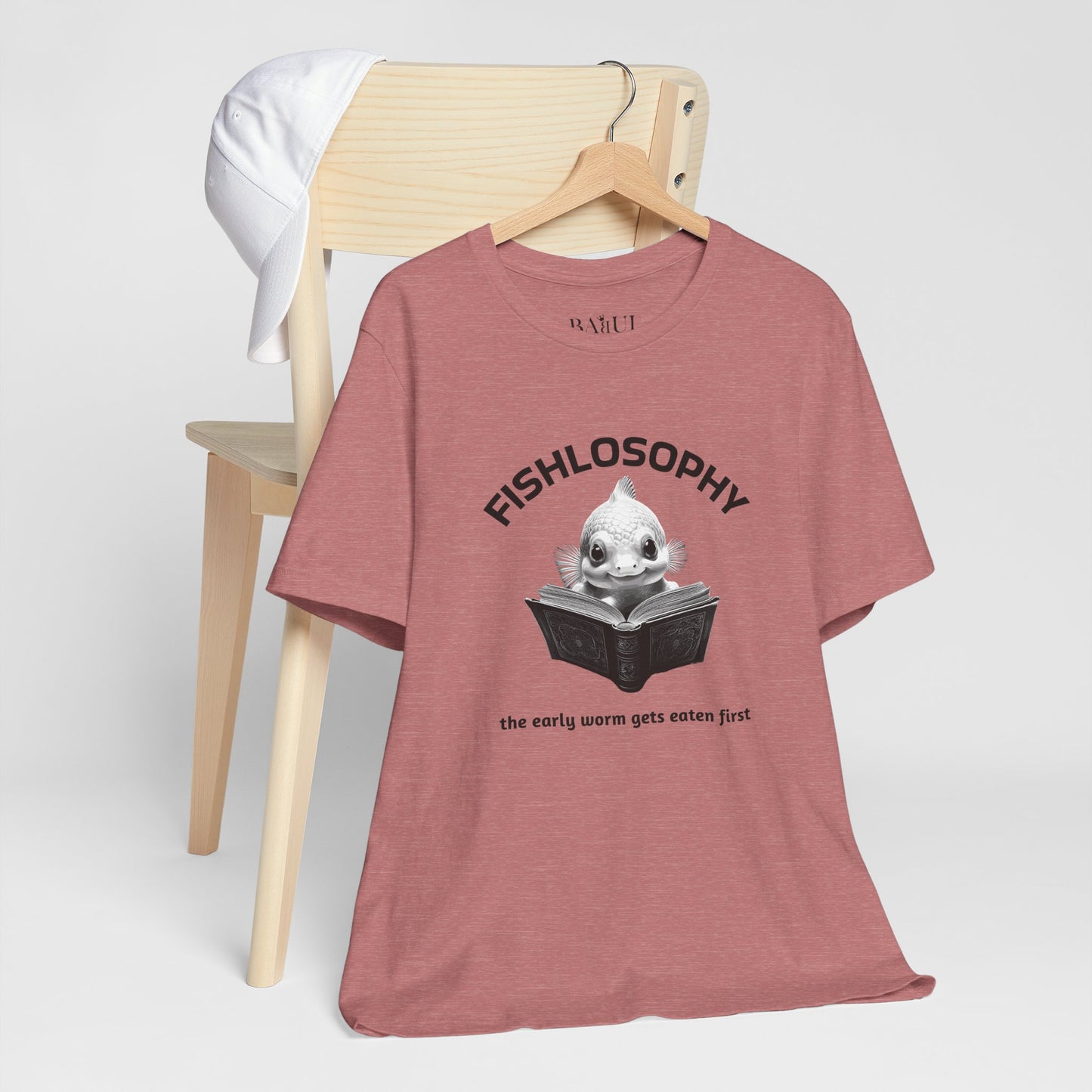 Maglietta a maniche corte unisex Fishlosophy – I vermi che hanno fretta vengono mangiati per primi.