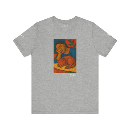 T-shirt unisex CATART - GAUGUIN - Un dipinto iconico rivisitato con i gatti